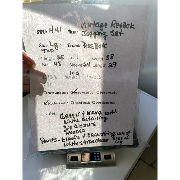 Early 2000s/90s Vintage Reebok Green And Navy Tracksuit Set - Picture 5 of 5